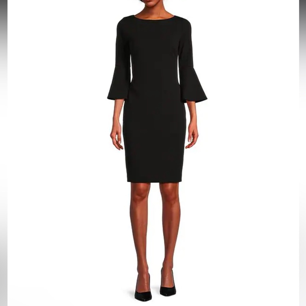 CALVIN KLEIN 3/4 Bell Sleeve Boat Neck Sheath Dress,sz.20W!NWT
